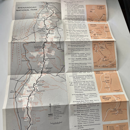 Shenandoah National Park VA Fold Out Map Vintage 1960s Travel Brochure SAI1-2