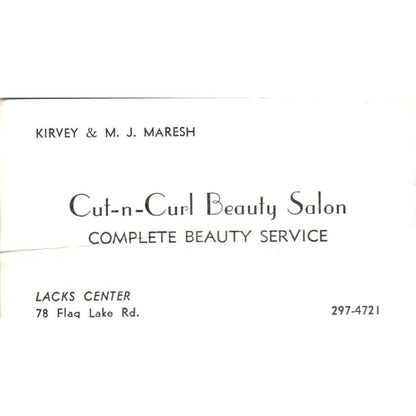Cut-n-Curl Beauty Salon Kirvey & M.J. Maresh Lake Jackson Business Card SD8-B11