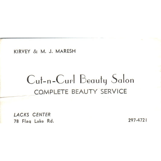 Cut-n-Curl Beauty Salon Kirvey & M.J. Maresh Lake Jackson Business Card SD8-B11