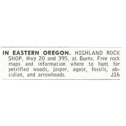 Highland Rock Shop Burns Eastern Oregon 1964 Magazine Ad AB6-LJS3