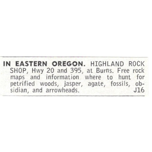 Highland Rock Shop Burns Eastern Oregon 1964 Magazine Ad AB6-LJS3