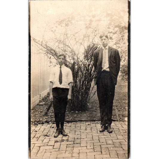 c1905 Edwardian RPPC Two Boys Pose for Portrait Vintage Postcard PE4