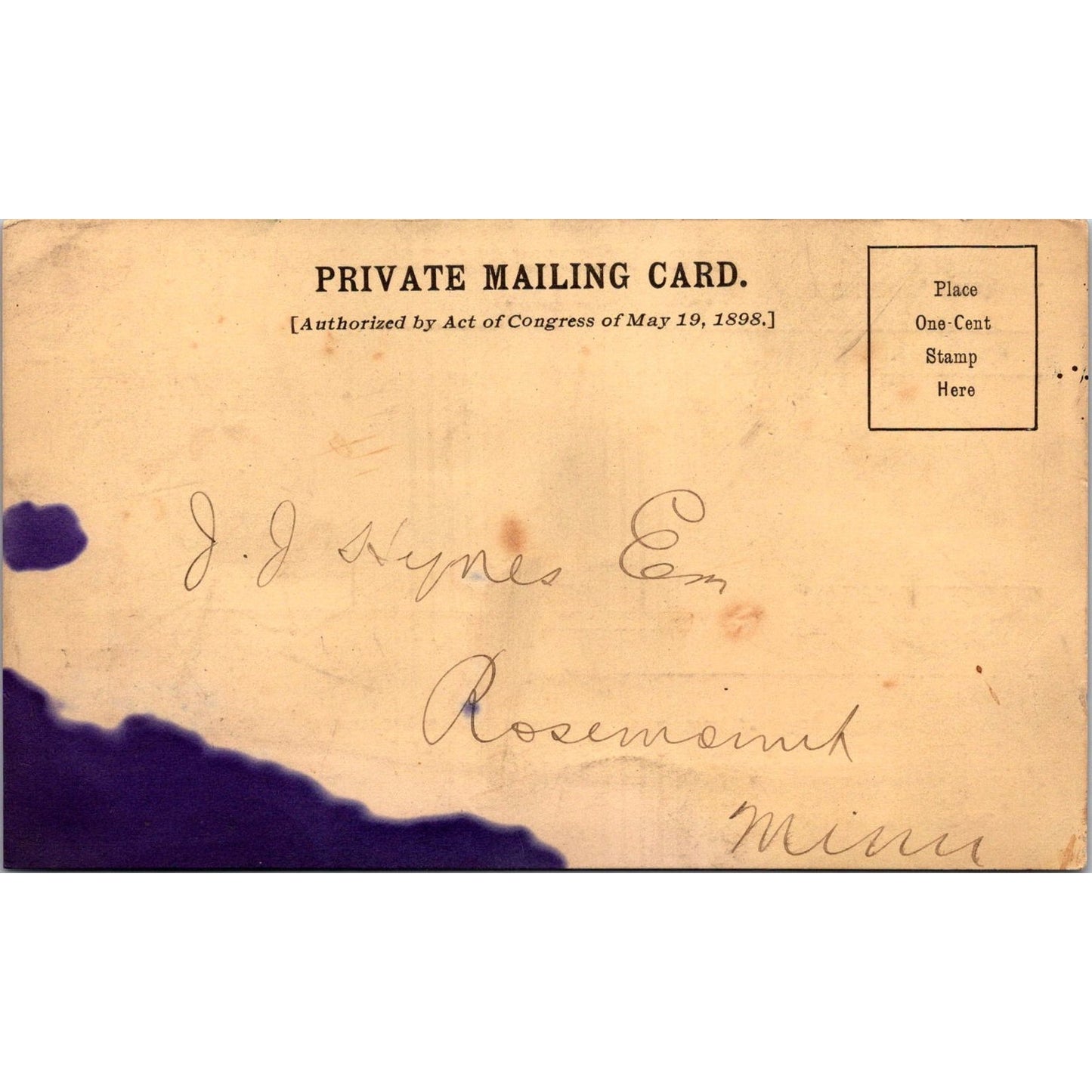1906 The Security National Bank of Minnesota Postal Mailing Card AJ4-H1