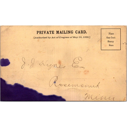 1906 The Security National Bank of Minnesota Postal Mailing Card AJ4-H1