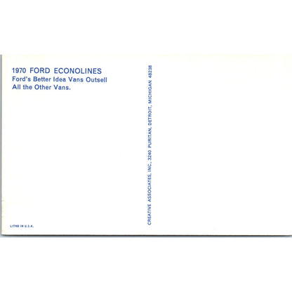 1970 Ford Econoline Van Blue Promo Vintage Postcard PC11