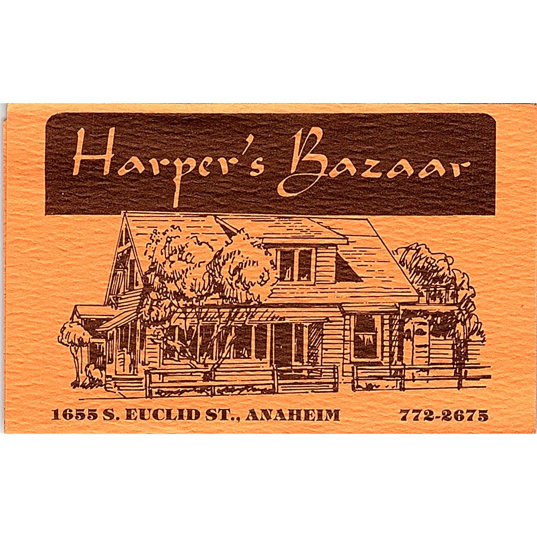 Harper's Bazaar Euclid,  Antiques St. Anaheim Vintage Business Card SB4-B2