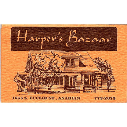 Harper's Bazaar Euclid,  Antiques St. Anaheim Vintage Business Card SB4-B2