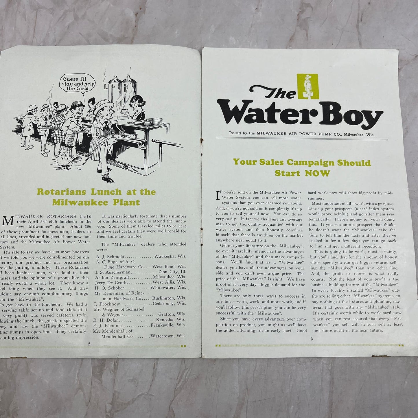 Milwaukee Air Power Pump Co Newsletter The WaterBoy May 1923 TG8-Z