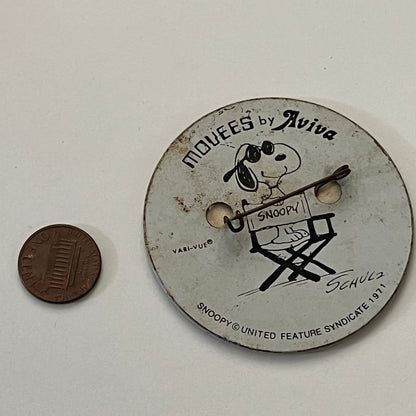 1971 Snoopy Peanuts Movees by Avia Vari-Vue Lenticular Pinback Button TB7-PB3
