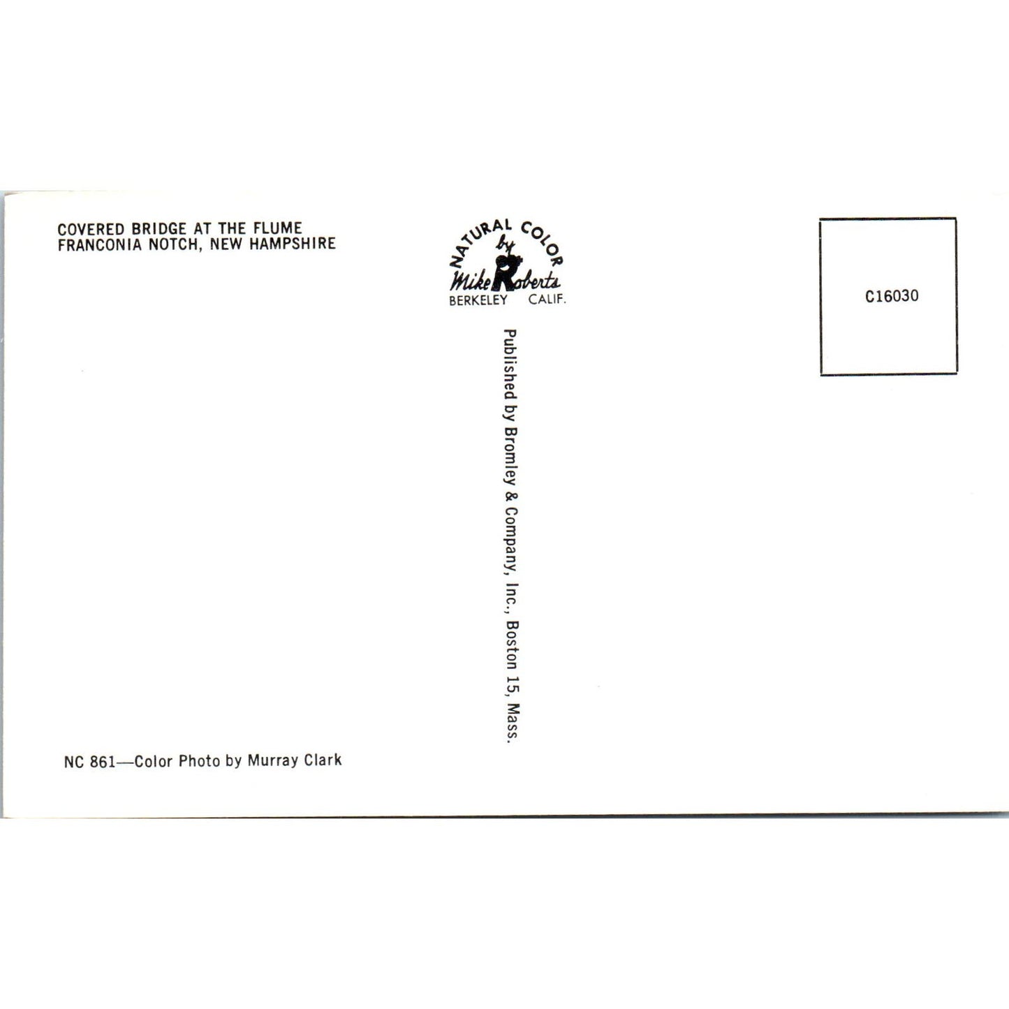 Flume Bridge Franconia Notch New Hampshire Covered Bridge Postcard PC3