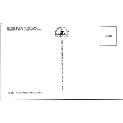 Flume Bridge Franconia Notch New Hampshire Covered Bridge Postcard PC3