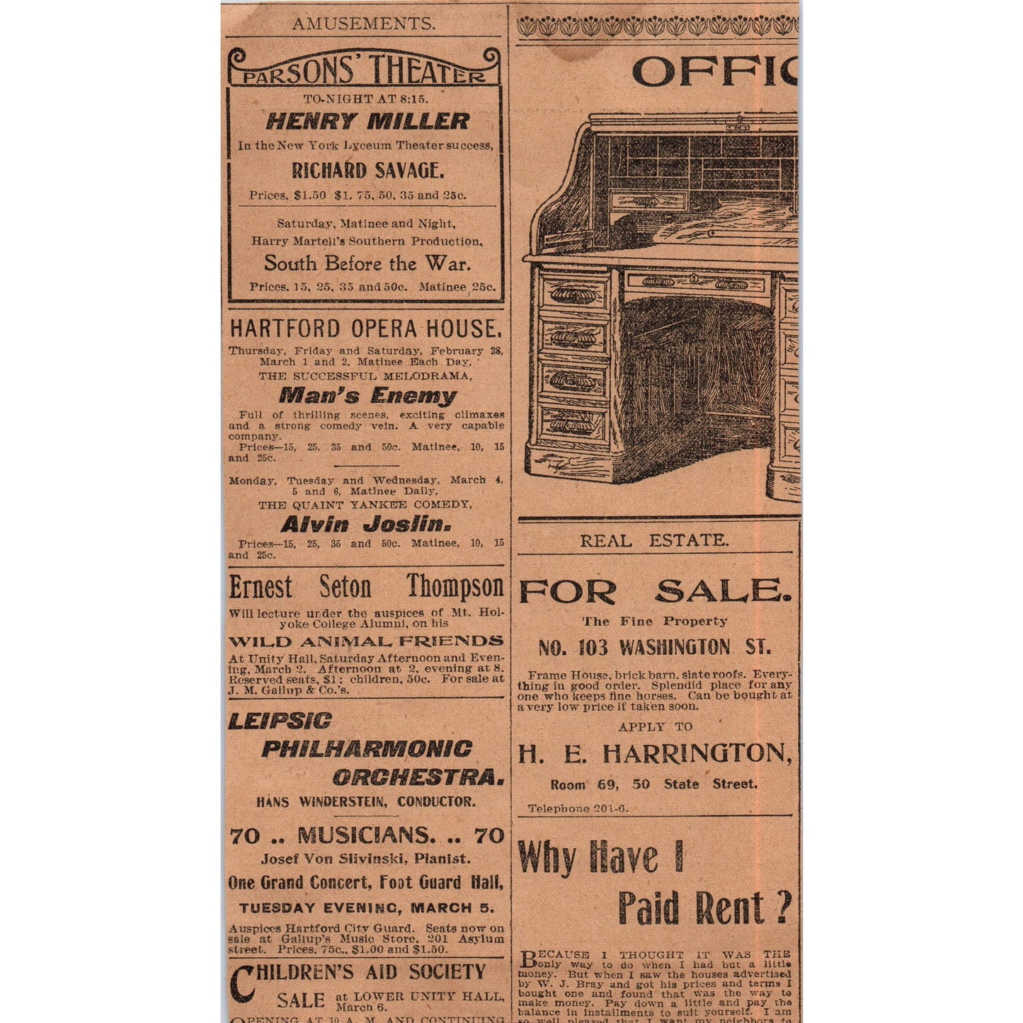 R. Ballerstein & Co Velvet Sale Hartford 1901 Newspaper Ad AD8-H1