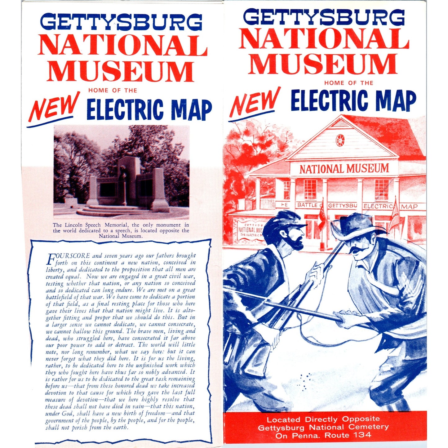 1970s Gettysburg National Museum Home of the Electric Map Brochure TF4-BB