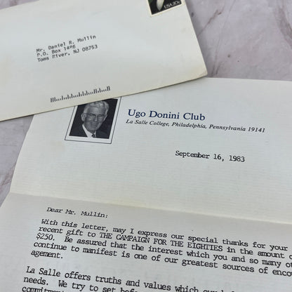 1983 Ugo Donini Club Letter to Daniel R. Mullin Toms River Postal Cover Ai5-PCL