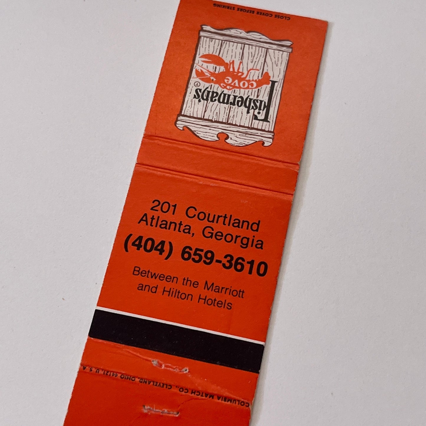 Fisherman's Cove Restaurant Atlanta GA Vintage Matchbook Cover TB6-MB1-15