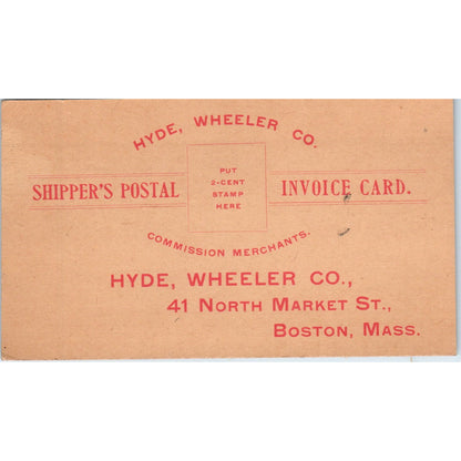 1890s Hyde, Wheeler Co Groceries Postal Mailing Card Boston MA AF7-E7