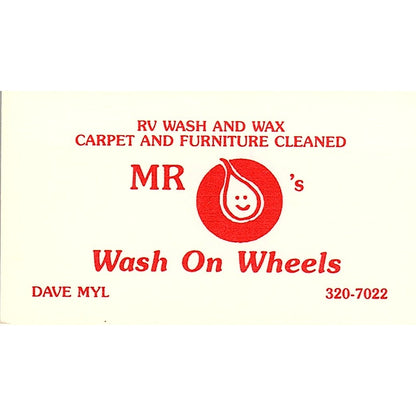 Dave Myl Mr O's Wash on Wheels Vintage Business Card SE3-B14