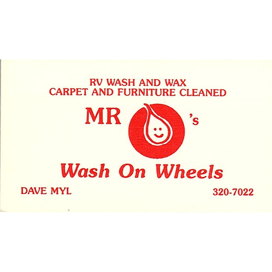 Dave Myl Mr O's Wash on Wheels Vintage Business Card SE3-B14