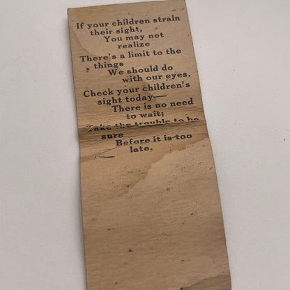 The Hartford Optical Co J.L. Schmidt CT Vintage Matchbook Cover TB8-MB-4