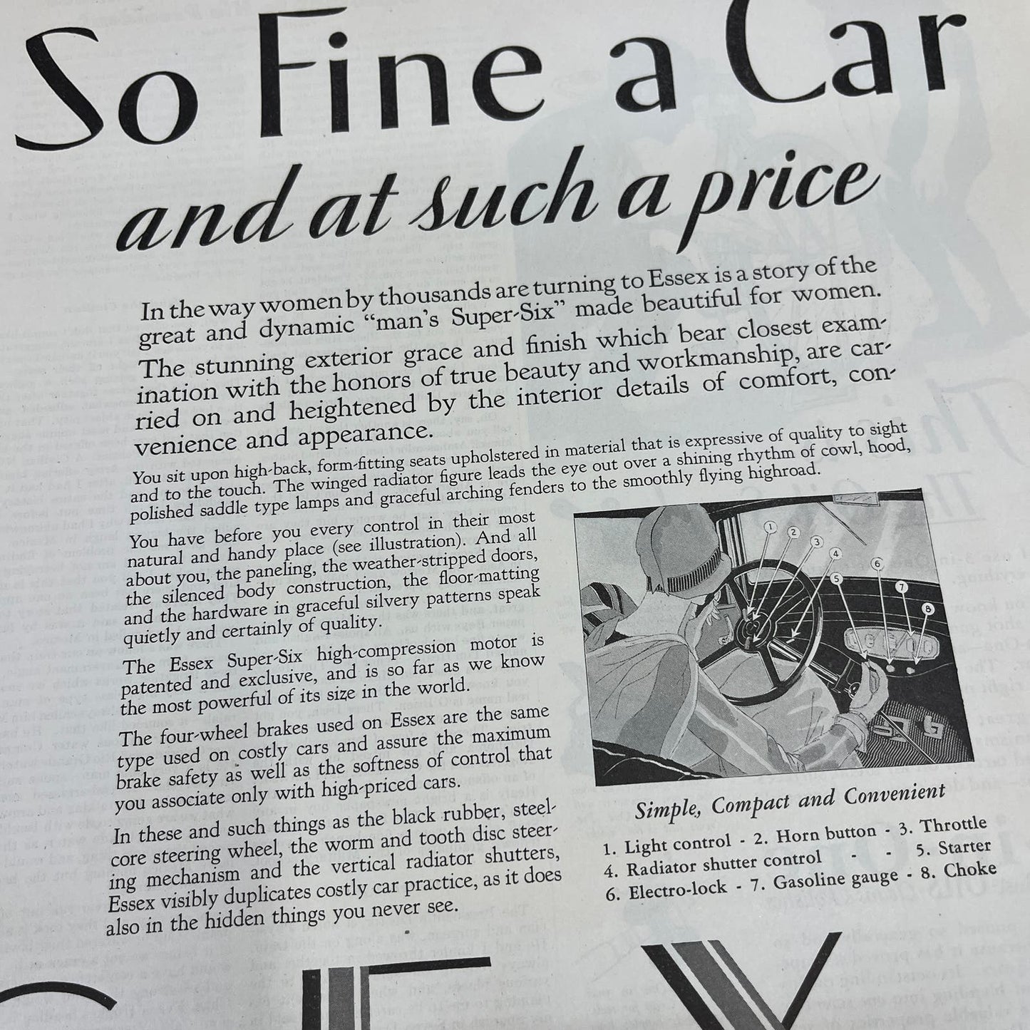 Essex Super Six Sedan 2 Pages 1928 Original Magazine Advertisement FL6-8