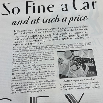 Essex Super Six Sedan 2 Pages 1928 Original Magazine Advertisement FL6-8