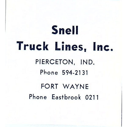 Snell Truck Lines Pierceton, Fort Wayne Indiana 1964 Ad AG1-S15