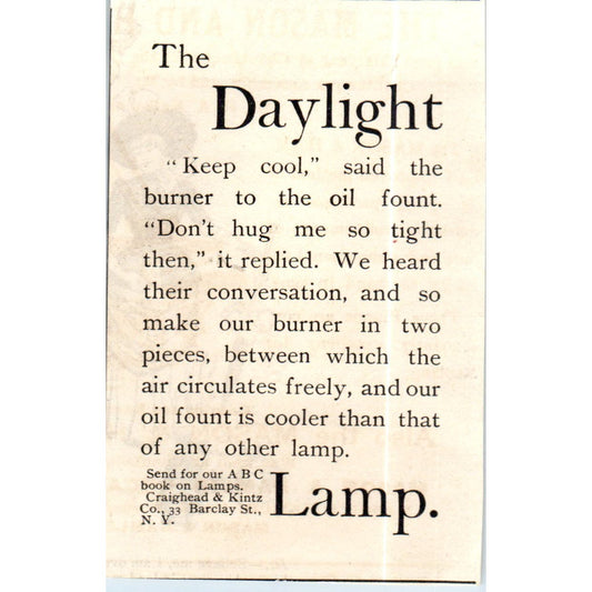 The Daylight Lamp Craighead & Kintz c1890 Victorian Ad AE8-CH5