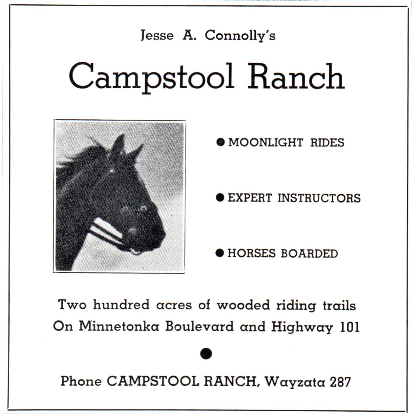 Jesse A. Connolly's Campstool Ranch Wayzata MN 1940 Magazine Ad AF1-OM