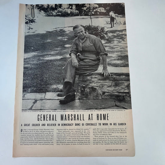 General George Marshall at Home 2 Pages 1940s WWII Era Article V30-1