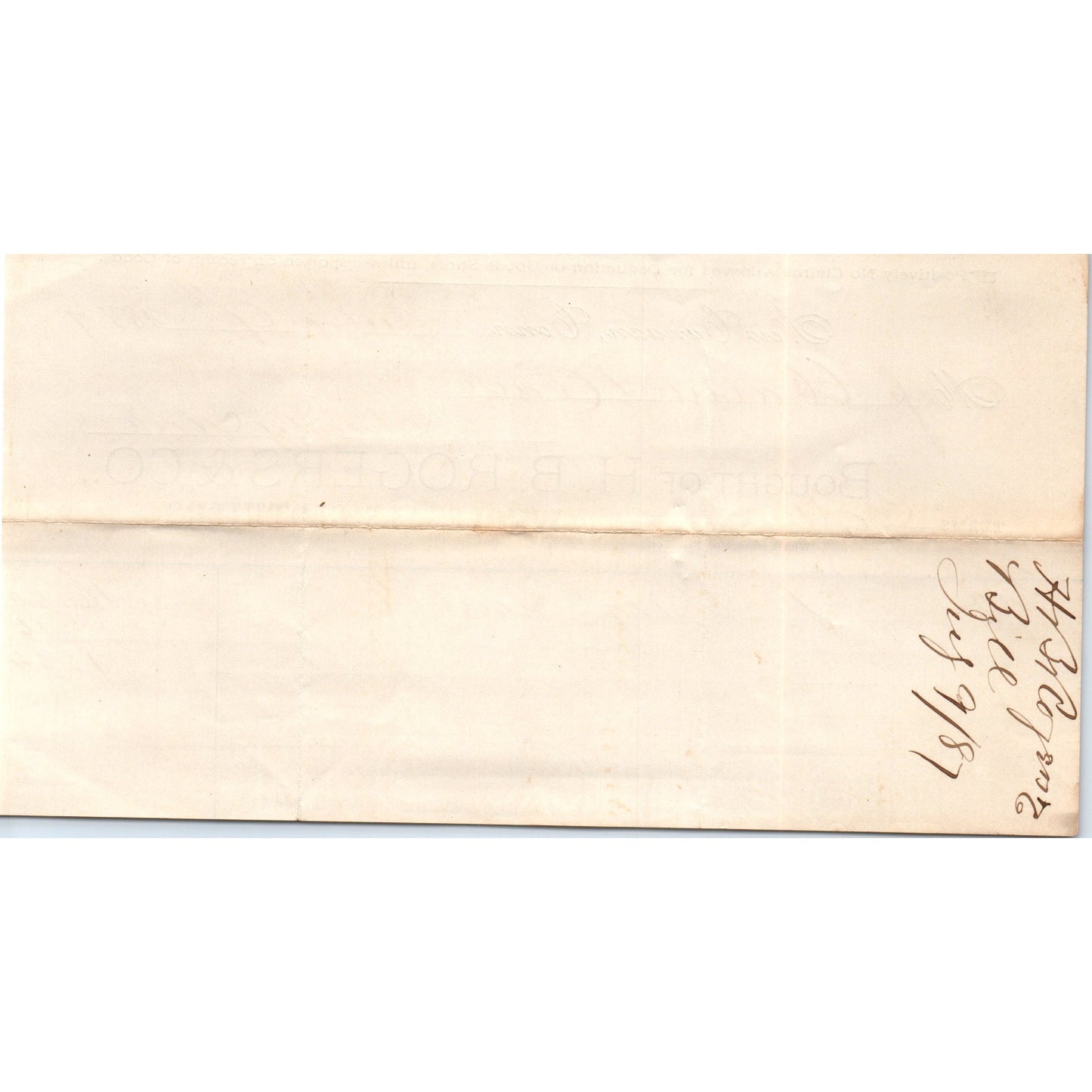 1887 H.B. Rogers & Co Wholesale Grocers New Canaan CT Receipt Letterhead D24