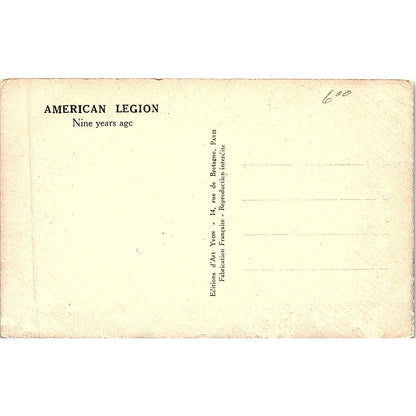 c1920 WWI American Legion French Celebrating End of War Antique Postcard PE7