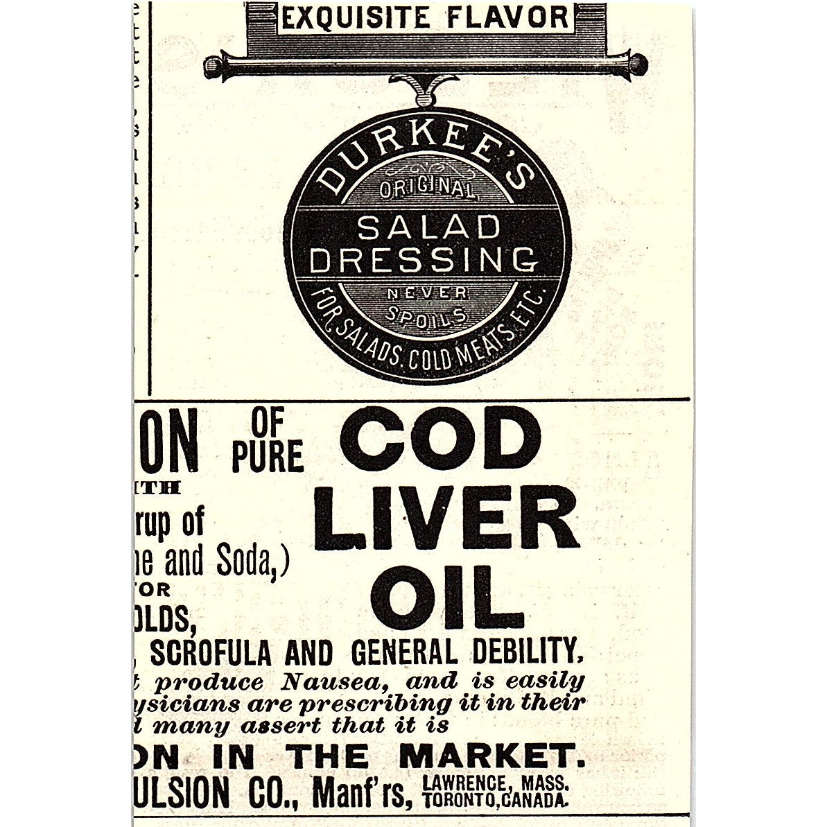 Wilbor's Compound of Cod Liver Oil Dr. Alexander B Wilbor Boston 1892 Ad AG2-M10