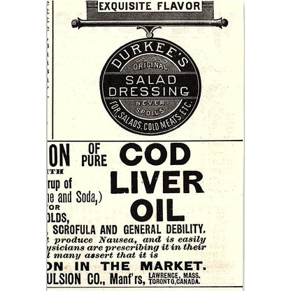 Wilbor's Compound of Cod Liver Oil Dr. Alexander B Wilbor Boston 1892 Ad AG2-M10
