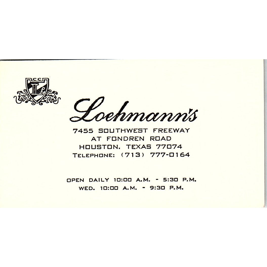 Loehmann's Clothing Houston Vintage Business Card SE5-B5