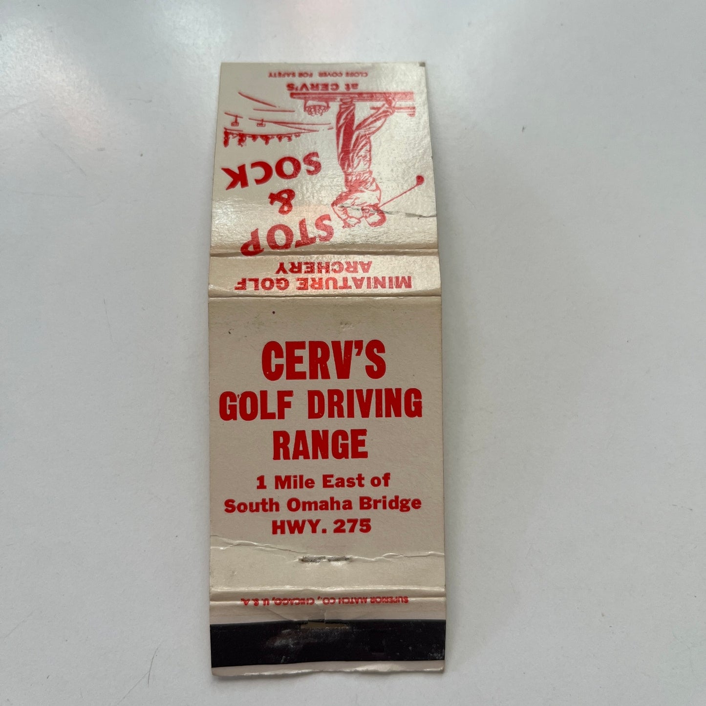 Cerv's Golf Driving Range South Omaha Bridge NE Vintage Matchbook Cover TB7-UMB7