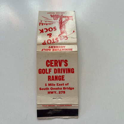 Cerv's Golf Driving Range South Omaha Bridge NE Vintage Matchbook Cover TB7-UMB7
