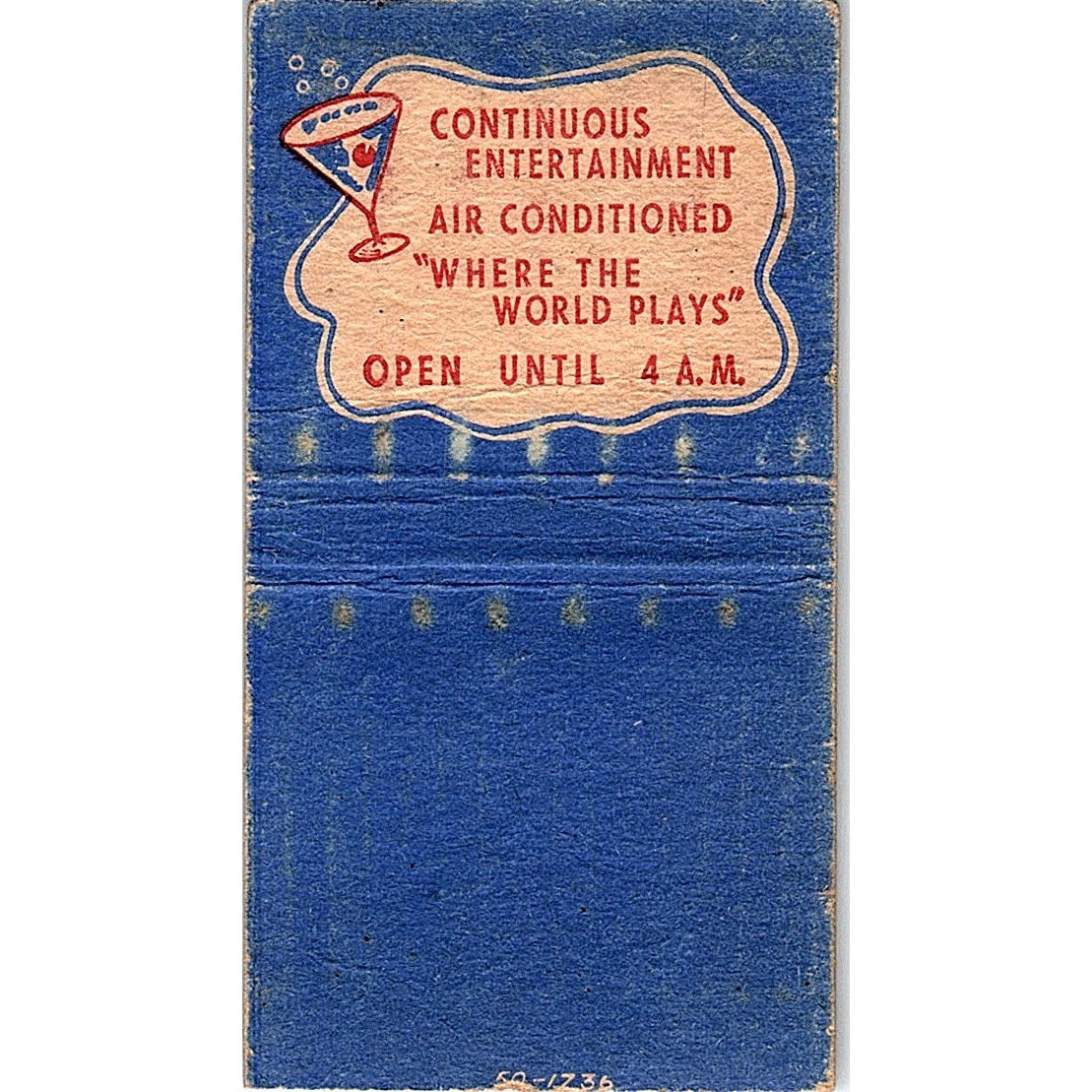 Riviera Cocktail Lounge Randolph & Dearborn Chicago Pinup Matchbook Cover SC7-Y3