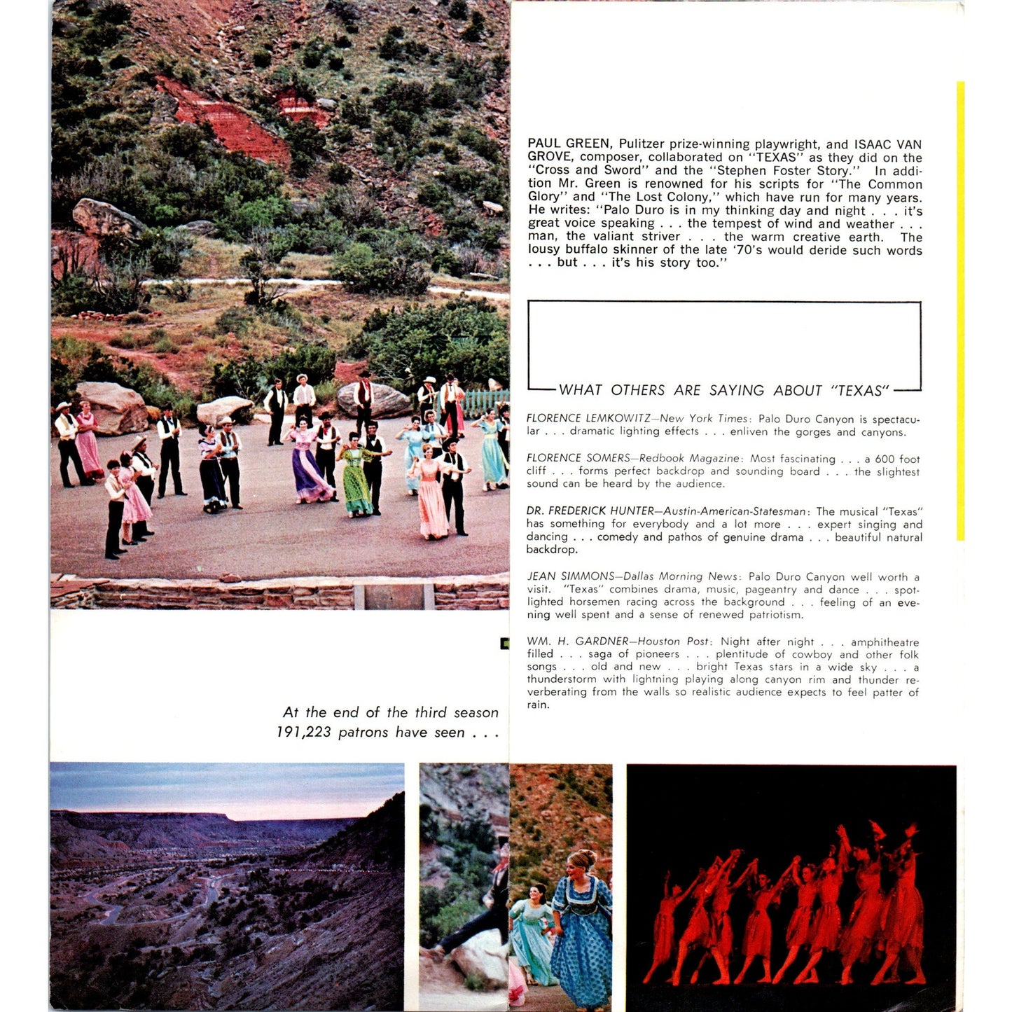 1969 Texas Musical Paul Green Pioneer Amphitheatre Palo Duro Brochure TH2-O1