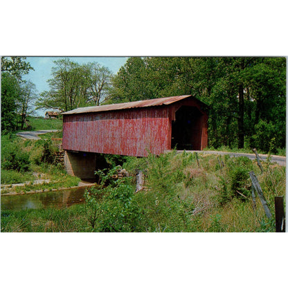 Wallace Fountain County Indiana Mill Creek Covered Bridge Postcard PB10