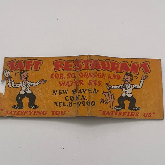Taft Restaurant Orange & Water St New Haven CT Vintage Matchbook Cover TB8-MB2-2