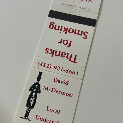 David McDermott Undertaker Thanks for Smoking Crafton PA Matchbook TB6-MB2-5