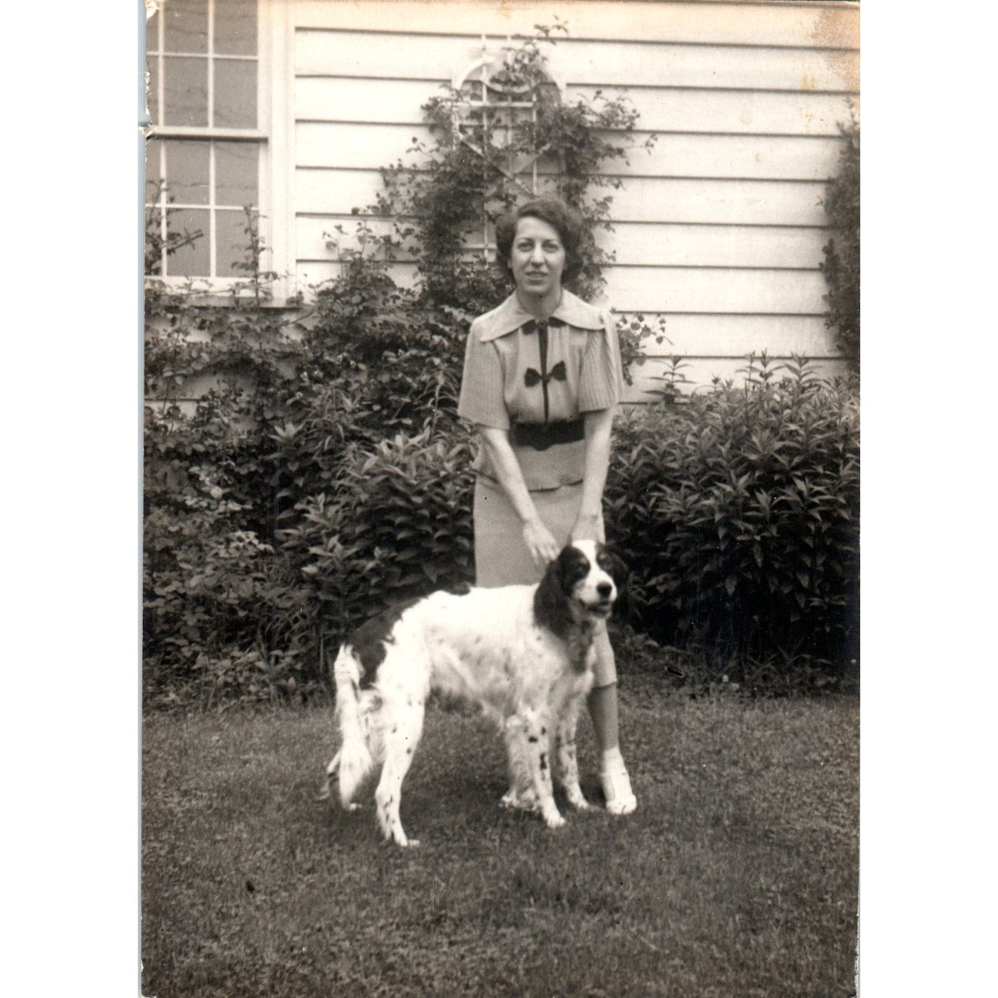 1930s Original Photograph Rachel Grubb Snyder and Dog Riff-Raff 5x7" AF7-E3
