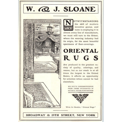 W&J Sloane Oriental Rugs Broadway & 19th St NY c1905 Victorian Ad D13