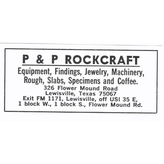 P&P Rockcraft Lapidary Lewisville Texas 1972 Ad AF8-S3