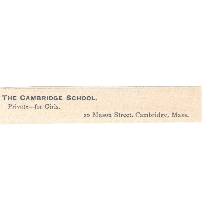 The Cambridge School for Girls Mason St. Cambridge MA 1892 Magazine Ad AB6-S5