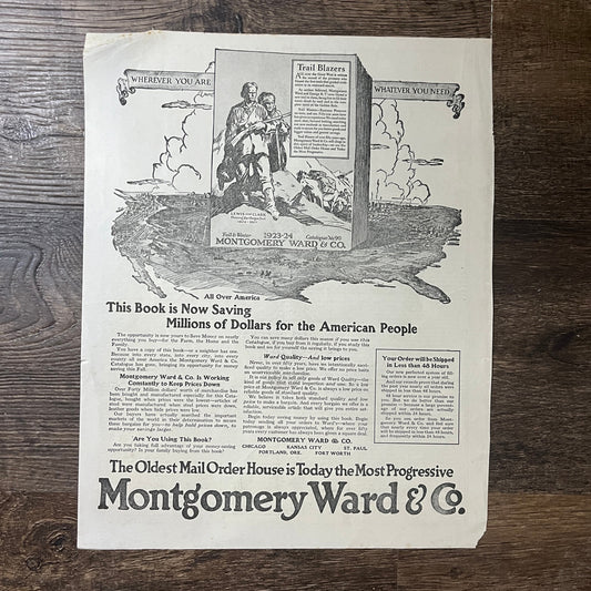 1923-24 Montgomery Ward & Co Fall - Winter Catalog Vintage Magazine Ad 10x13 V9