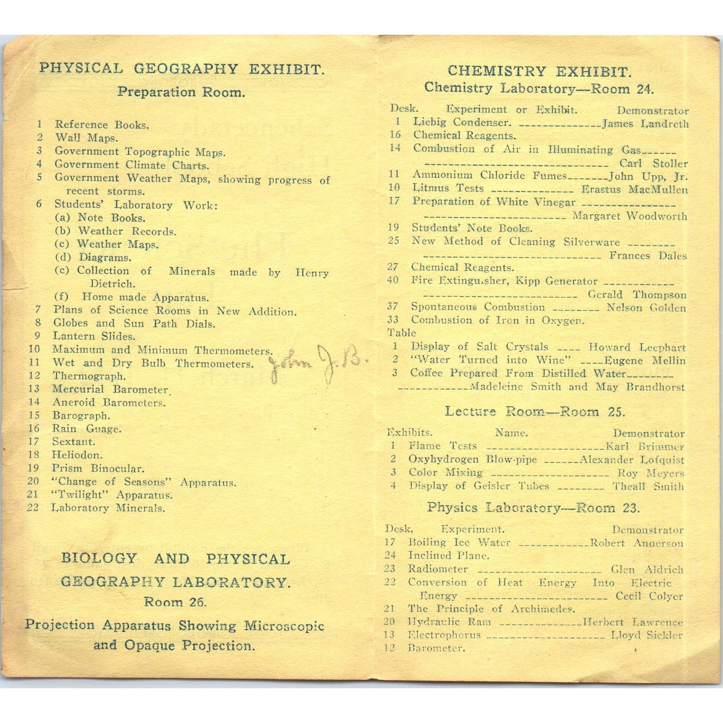 1912 Schenectady High School Science Fair Program AE6
