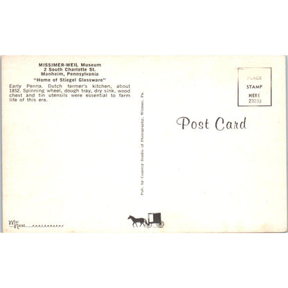 Missimer-Weil Museum Manheim Pennsylvania Dutch Country Postcard PD7