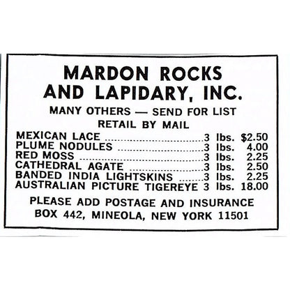 Madron Rocks and Lapidary Inc Mineola NY 1972 Ad AF8-M3
