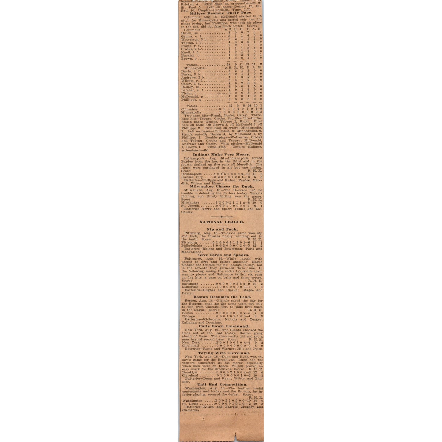 St. Paul Apostles Baseball Scores Highlights St. Paul 1898 Newspaper Ad AF2-A2